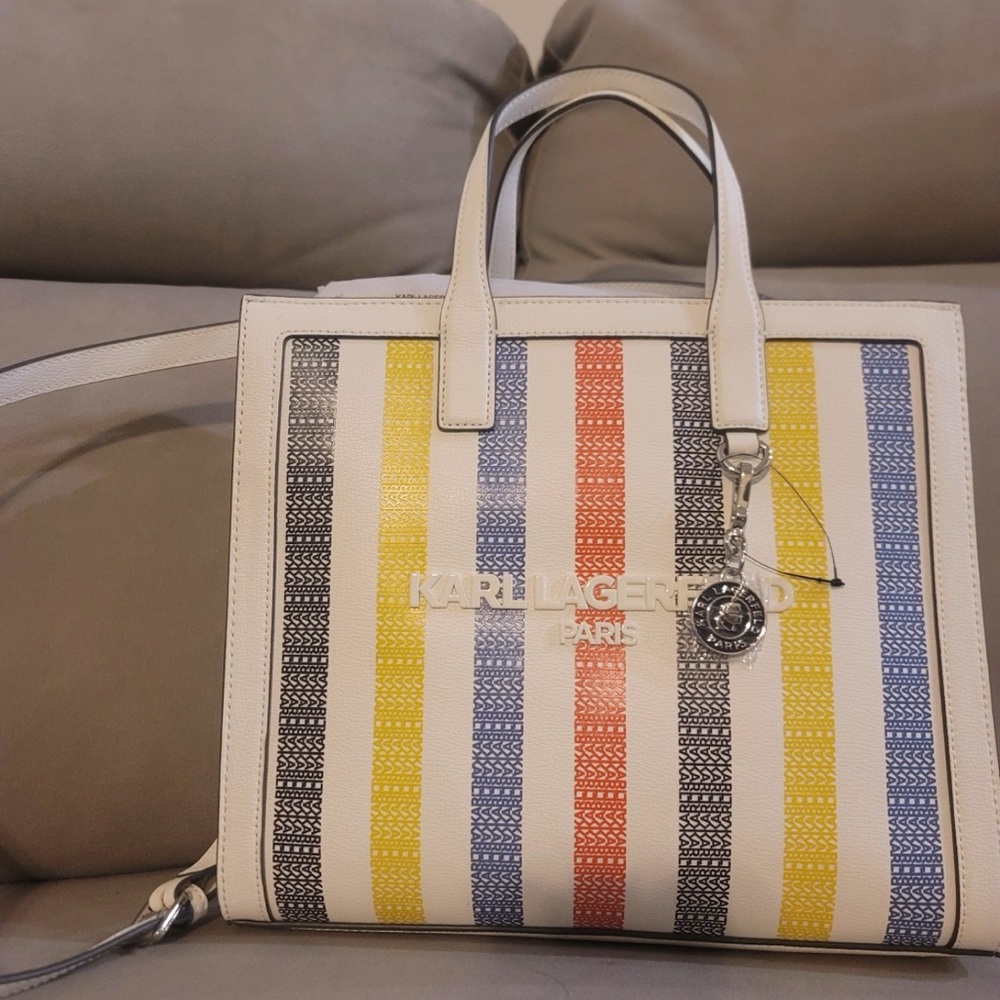 Karl Lagerfeld Colorful Striped Tote